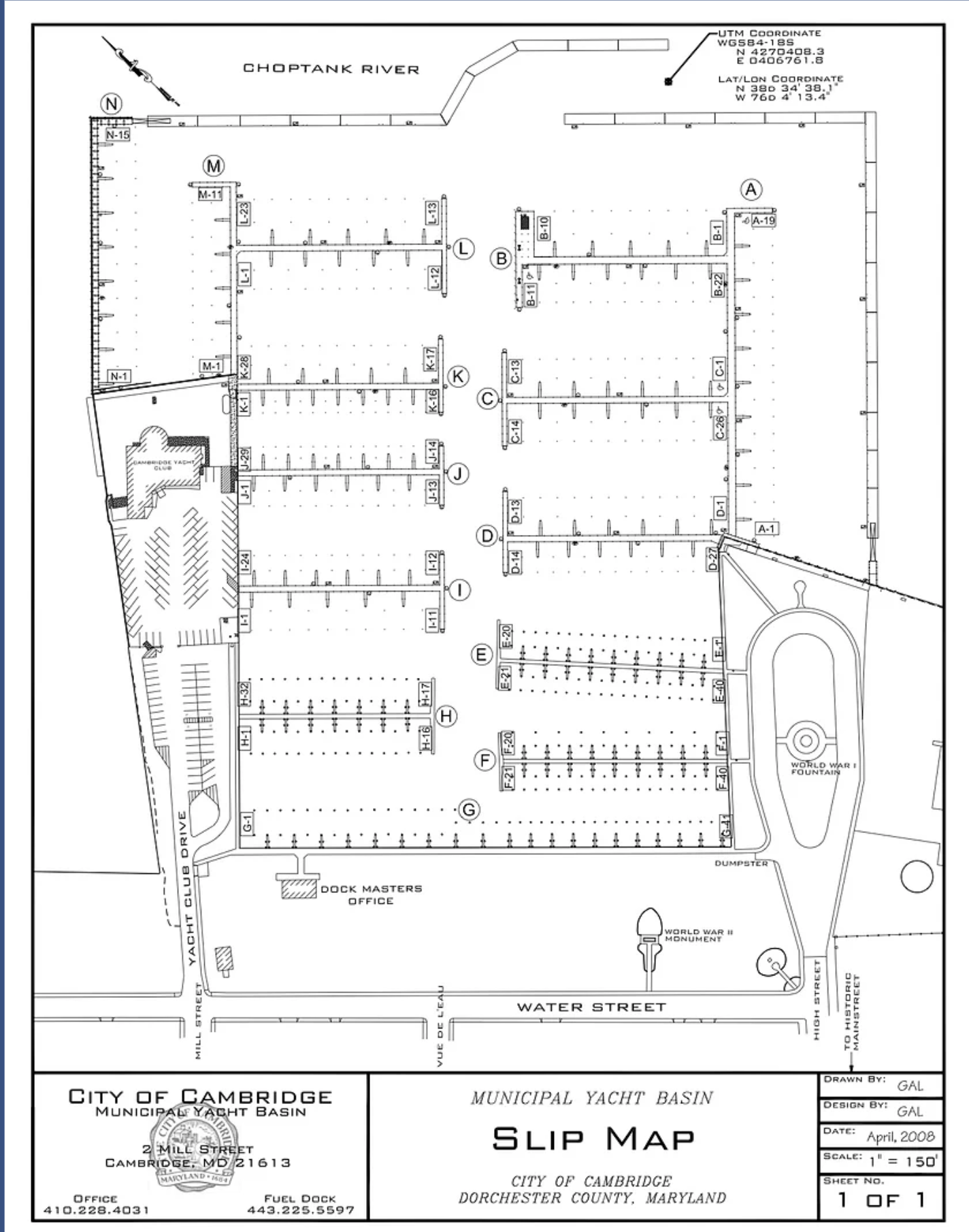 Cambridge Yacht Basin Marina map layout