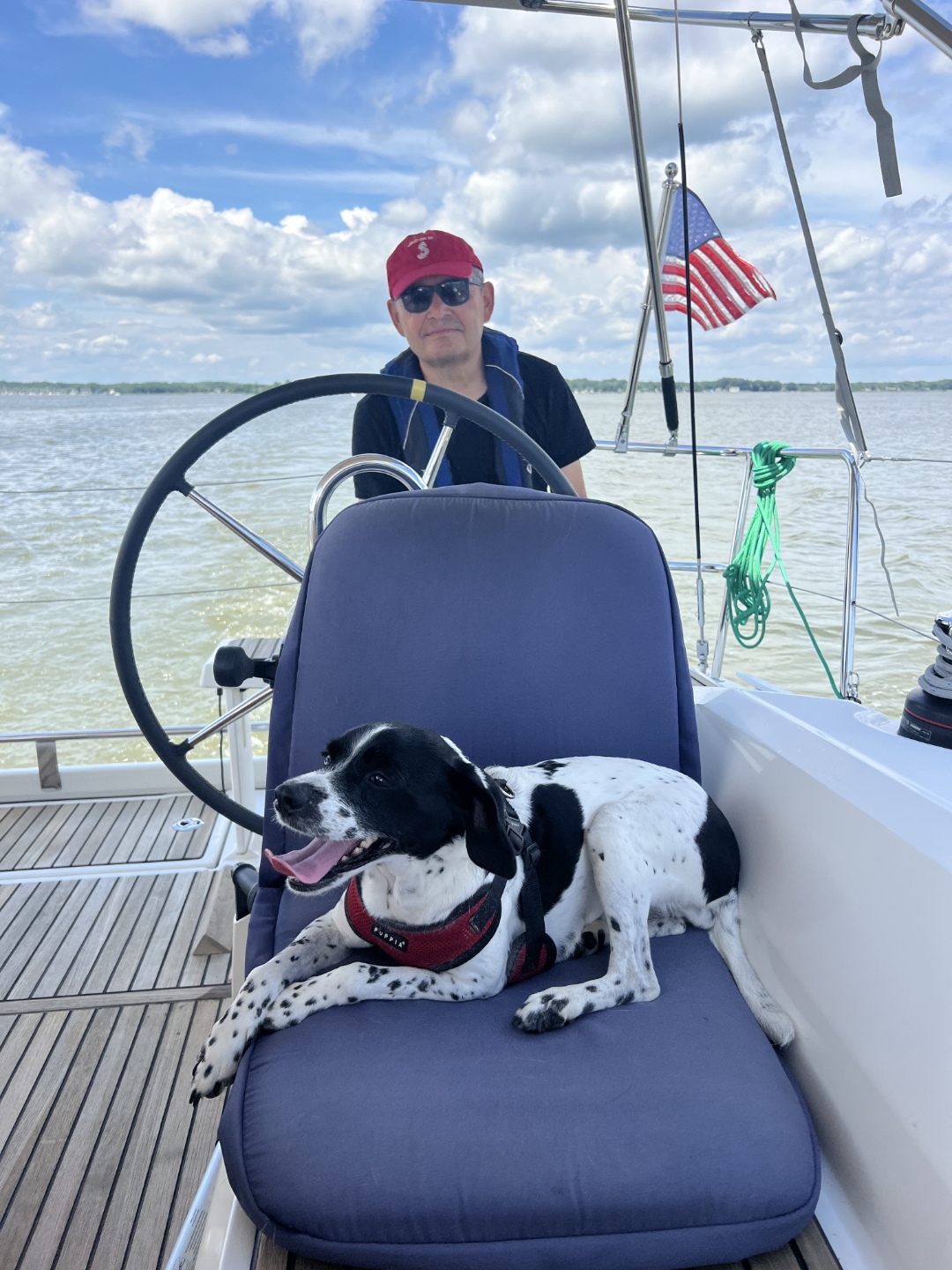 Skipper and first mate at the helm